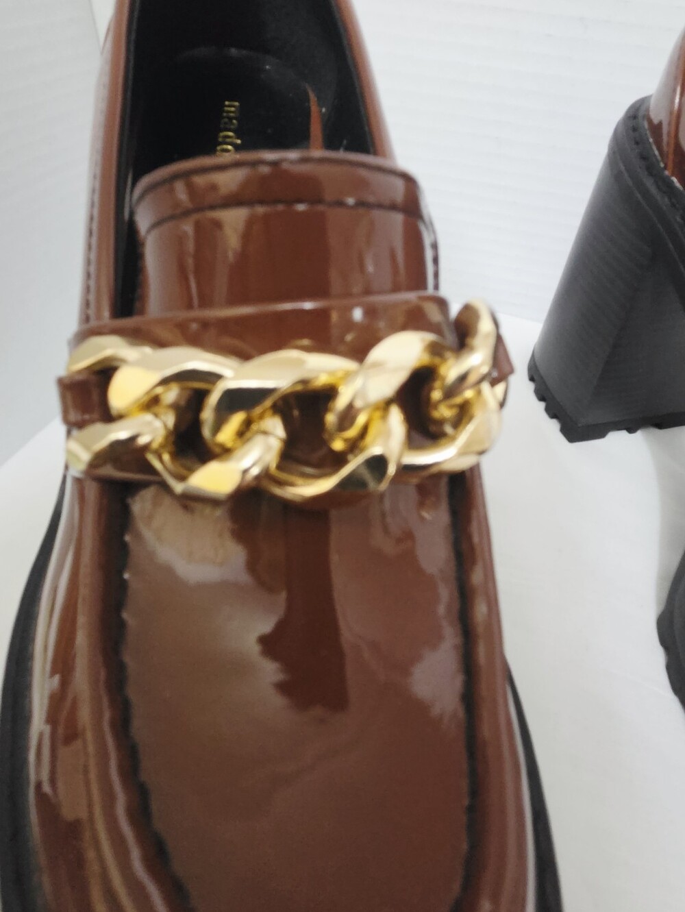 Madden Girl Kassidy Patent Leather Platform Chunky Loafer Chocolate Brown 8.5 - Picture 9 of 11